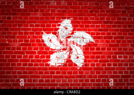 An image of the Hong Kong flag painted on a brick wall in an urban location Stock Photo