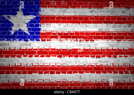 An image of the Liberia flag painted on a brick wall in an urban location Stock Photo