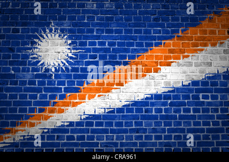 An image of the Marshall Islands flag painted on a brick wall in an urban location Stock Photo