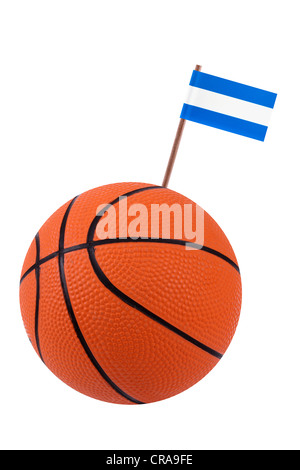 Volley ball with a small paper national flag Stock Photo