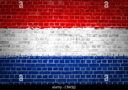 An image of the Netherlands flag painted on a brick wall in an urban location Stock Photo