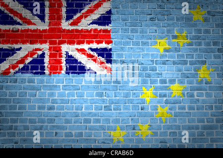 An image of the Tuvalu flag painted on a brick wall in an urban location Stock Photo