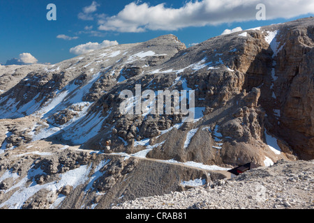 View from Sass Pordoi Mountain, 2925 m, towards Neuner Mountain, Sella Group, Dolomites, Italy, Europe Stock Photo