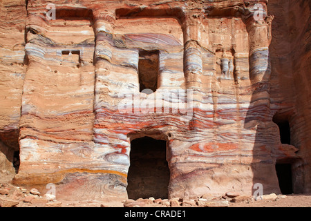 Silk Tomb, Petra, the capital city of the Nabataeans, rock city, UNESCO World Hertage Site, Wadi Musa Stock Photo