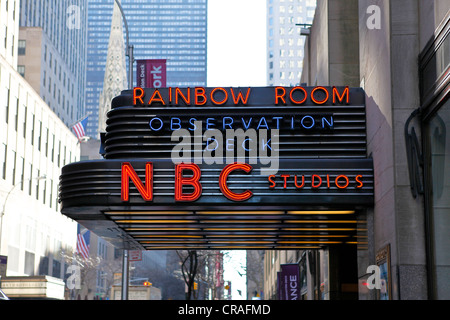 Entrance to the NBC studios at Rockefeller Center in Manhattan, New York City, United States of America Stock Photo