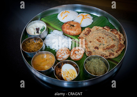 South Indian Thali, Chettinad, Tamil Nadu, South India, India, Asia Stock Photo