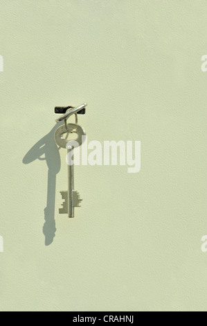 Safe key with shadow Stock Photo