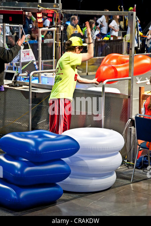 Teens competed at a state level competition for science and technology robotics competition. Held on March 17, 2011 in Seattle, Stock Photo