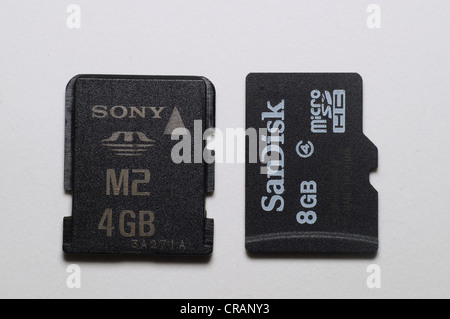 Memory cards, Micro SD and M2 (High Resolution) Stock Photo