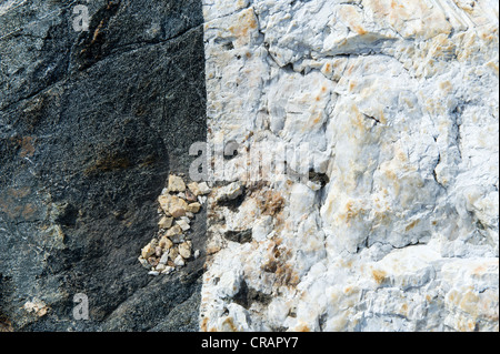 Black and white coloured rocks, Mittivakkat Glacier, Ammassalik peninsula, East Greenland, Greenland Stock Photo