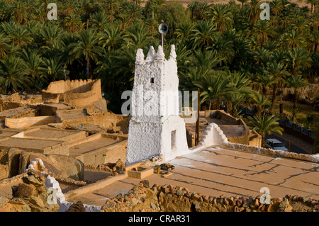 Mosque and stone houses in the village of Djanet, Algeria, Africa Stock Photo