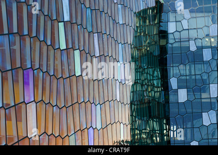 Honeycomb windows, facade of the Harpa concert hall, new landmark of Reykjavík, Iceland, Europe Stock Photo