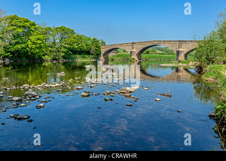 Ribchester bridge over the river Ribble. Stock Photo