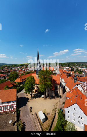 View from Hinterburg Castle over the historic town centre of Schlitz, Vogelsberg district, Hesse, Germany, Europe Stock Photo