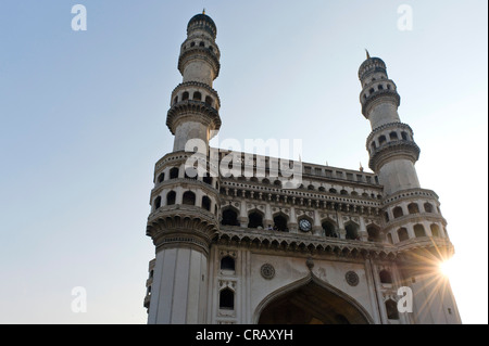 Charminar monument with four minarets, Hyderabad, Andhra Pradesh, India, Asia Stock Photo