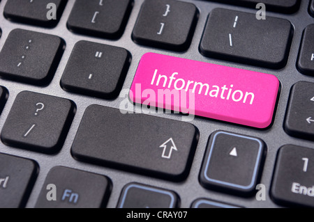 information message on enter key of keyboard, for conceptual usage. Stock Photo