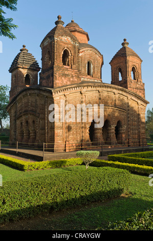 Pancha Ratna terracotta temple of Shyam Rai, Bishnupur, Bankura district, West Bengal, India Stock Photo