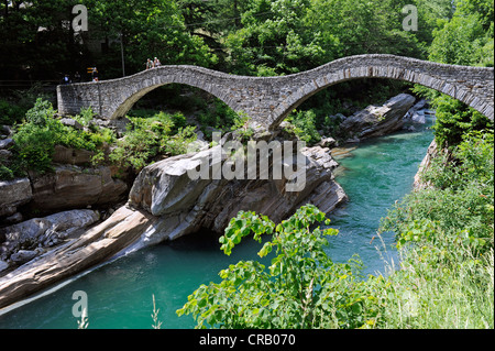 Ponte dei Salti bridge, Lavertezzo, Valle Verzasca valley, canton Ticino, Switzerland, Europe Stock Photo