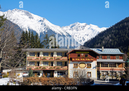 Hotel in the town of Mallnitz, Hohe Tauern National Park, Alps, Carinthia, Austria, Europe Stock Photo