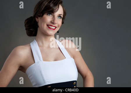 Young woman, smiling, pin-up style, portrait Stock Photo