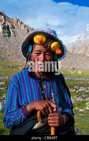 Pilgrim on the Kailash Kora pilgrimage trail, Western Tibet, Tibet, Asia Stock Photo