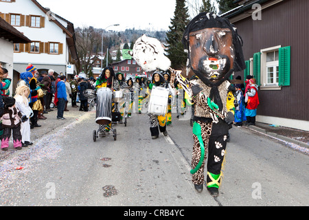 Drum major of a Guggenmusik group, carnival marching band, in costume for 'Jamaican safari', 35th Motteri Parade, Malters Stock Photo