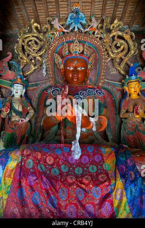 Buddha in the Kumbum stupa in the monastery of Gyantse, Tibet, Asia Stock Photo