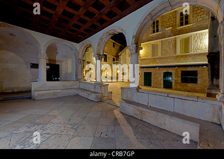 Loggia in the historic centre of Korcula, central Dalmatia, Dalmatia, Adriatic coast, Croatia, Europe, PublicGround Stock Photo