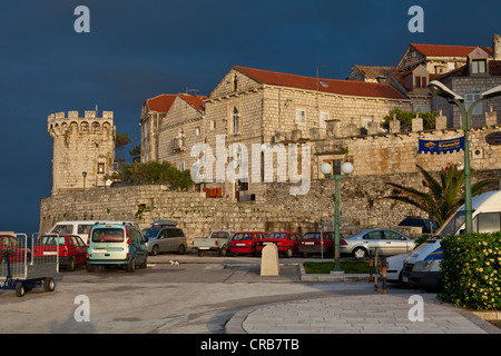 Ramparts of Korcula, Korcula island, central Dalmatia, Dalmatia, Adriatic coast, Croatia, Europe, PublicGround Stock Photo