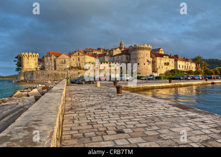 Ramparts of Korcula, Korcula island, central Dalmatia, Dalmatia, Adriatic coast, Croatia, Europe, PublicGround Stock Photo