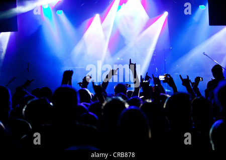 Cheering crowd at a rock concert Stock Photo