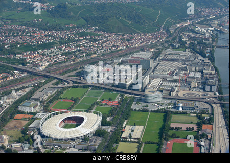 Aerial view, Neckarpark, VfB Stuttgart football stadium, Mercedes-Benz-Arena, Stuttgart, Baden-Wuerttemberg, Germany, Europe Stock Photo