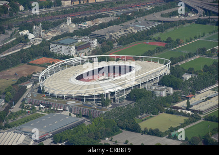 Aerial view, Neckarpark, VfB Stuttgart football stadium, Mercedes-Benz-Arena, Stuttgart, Baden-Wuerttemberg, Germany, Europe Stock Photo