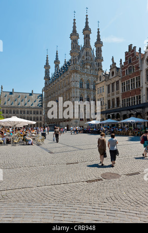 The Gothic town hall on Grote Markt square, Leuven, Belgium, Europe Stock Photo