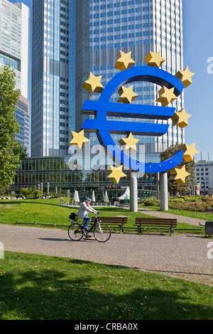 European Central Bank, ECB, euro-symbol, Frankfurt am Main, Hesse, Germany, Europe, PublicGround Stock Photo