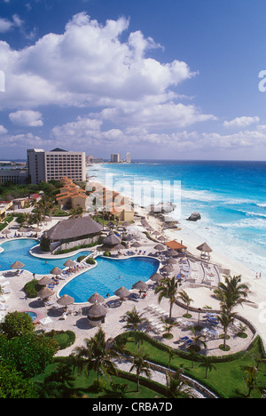Hotel, beach of Cancun, Caribbean, Quintana Roo, Yucatan Peninsula, Mexico, North America Stock Photo