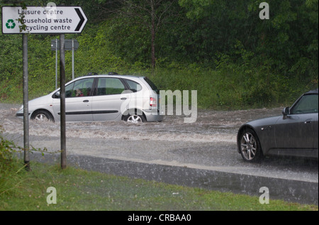 Jeeps in floods Stock Photo