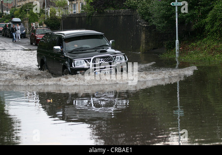 Jeeps in floods Stock Photo