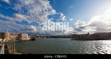 View towards the harbour fortress of Trani, Apulia, Southern Italy, Italy, Europe Stock Photo