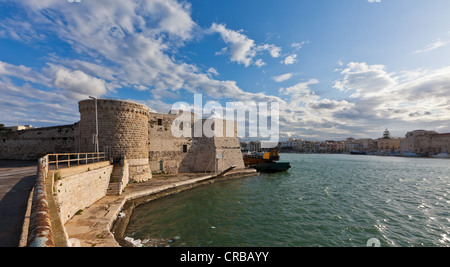 View towards the harbour fortress of Trani, Apulia, Southern Italy, Italy, Europe Stock Photo