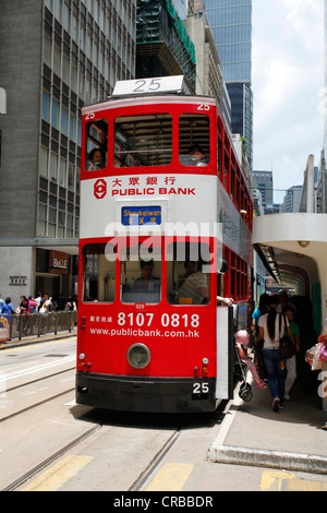 Historic tram on Hong Kong Island, Hong Kong Special Administrative Region of the People's Republic of China, Asia Stock Photo