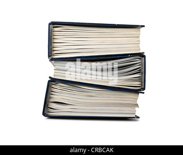 pile of file binder with a lot of documents ( clipping path ) Stock Photo