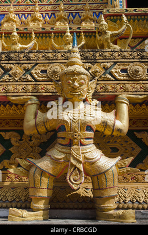 Statue of a guardian, Wat Bang Riang temple, Thub Pat, Phang Nga, Thailand, Southeast Asia Stock Photo