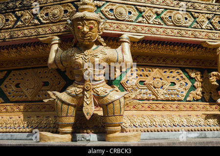 Statue of a guardian, Wat Bang Riang temple, Thub Pat, Phang Nga, Thailand, Southeast Asia Stock Photo