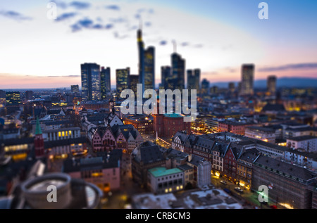 View over Frankfurt, St. Paul's Church and Roemer Square, tilt-shift effect to give the impression of a miniature model due to Stock Photo