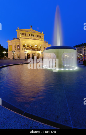 Alte Oper Frankfurt opera house at dusk, Frankfurt am Main, Hesse, Germany, Europe Stock Photo