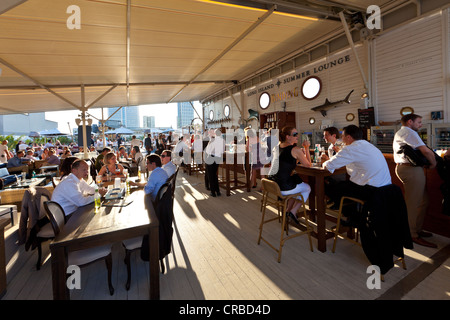 People relaxing after work, Long Island Summer Lounge, Frankfurt, Hesse Germany, Europe Stock Photo