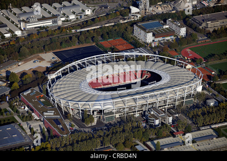 Aerial view, Mercedes-Benz Arena, football stadium of VfB Stuttgart, Neckarpark, Haus des Sports, home of sports, Daimler AG Stock Photo