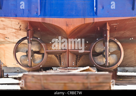 Propellers of ship on dry dock Stock Photo