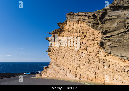 Cliff of Charco de los Clicos, El Golfo, Lanzarote, Canary Islands, Spain, Europe Stock Photo